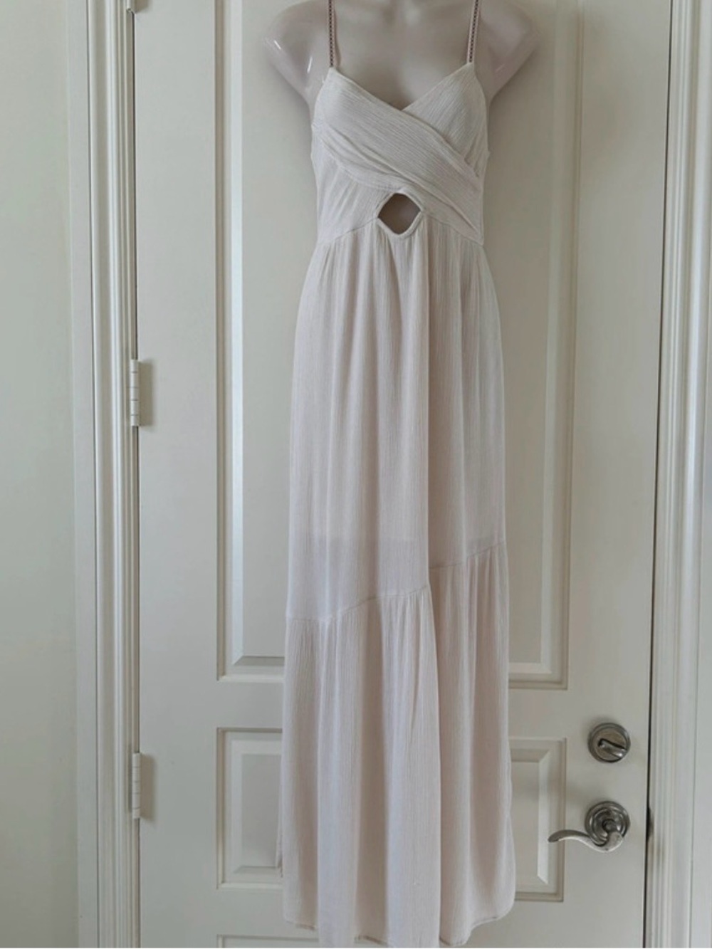 BLUSH Cream Colored Maxi Dress With Cutout, Size S